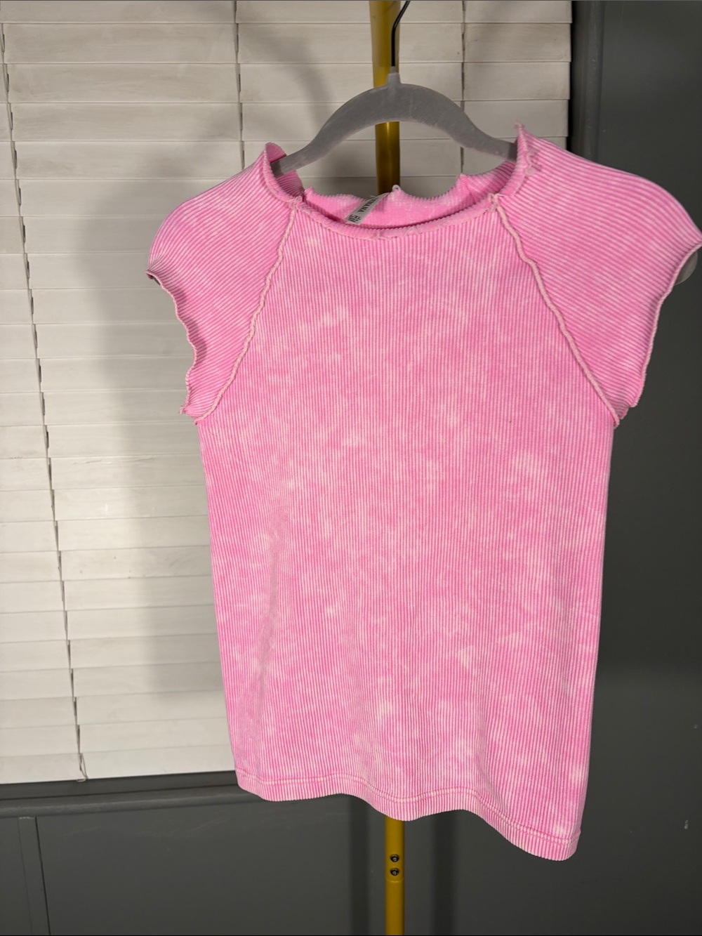 Zenana Outfitters Pink Ribbed Lettuce-Edge Tank